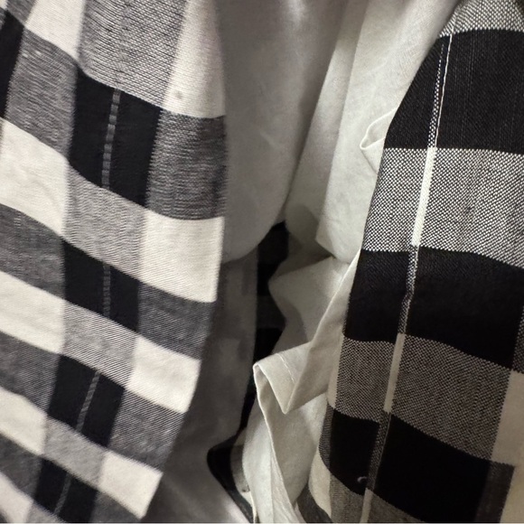 NWT Loft black and white gingham button down linen blend dress Size 10 - Picture 10 of 14